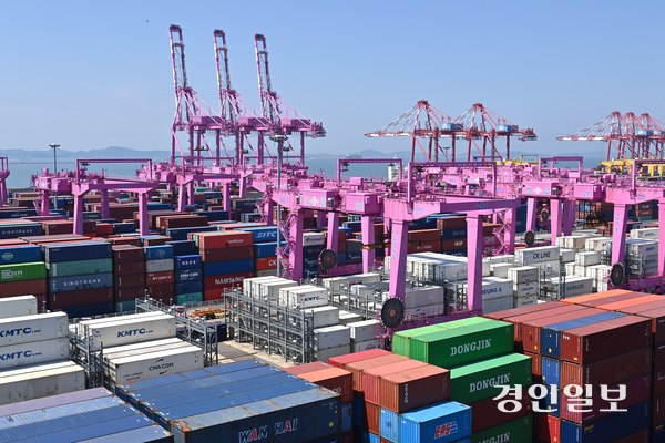 13일 인천 항만업계에 따르면 인천 신항 배후단지 1-1단계 2구역에 대한 우선 매수 청구 절차가 이르면 이달 말께 마무리된다. 사진은 하역 작업을 진행 중인 인천 신항 컨테이너 터미널 전경. /경인일보DB