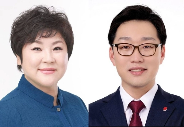 (왼쪽부터)용인 아선거구에서 장정순(민), 강영웅(국) 당선자.