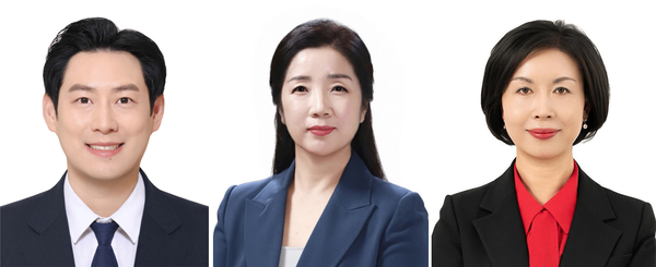 (왼쪽부터)광명 라선거구 박태민(민), 최아름(민), 김도연(국) 당선자.