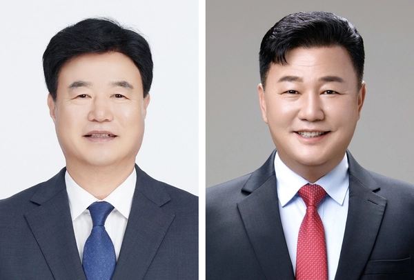(왼쪽부터)광주 라선거구 박상영(민), 이강섭(국) 당선자.