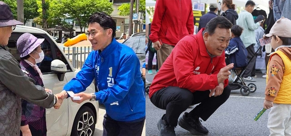 안산갑 보궐선거 후보 더불어민주당 김남국(왼쪽), 국민의힘 김석훈. /각 캠프 제공