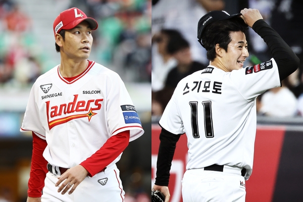 아시아쿼터 교체 칼바람 속 입지가 불안해진 SSG 랜더스의 타케다 쇼타(왼쪽)와 kt wiz의 스기모토 코우키는 시즌 막판까지 각 구단과의 동행을 이어갈 수 있을까. /SSG·kt 제공