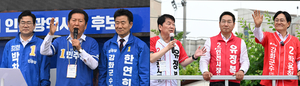 정청래·안철수, 풍물시장 차례로 유세… 강화에서 맞붙은 여야