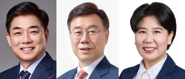 더불어민주당 김병욱·국민의힘 신상진·진보당 장지화 성남시장 후보(기호순). /선거관리위원회 제공
