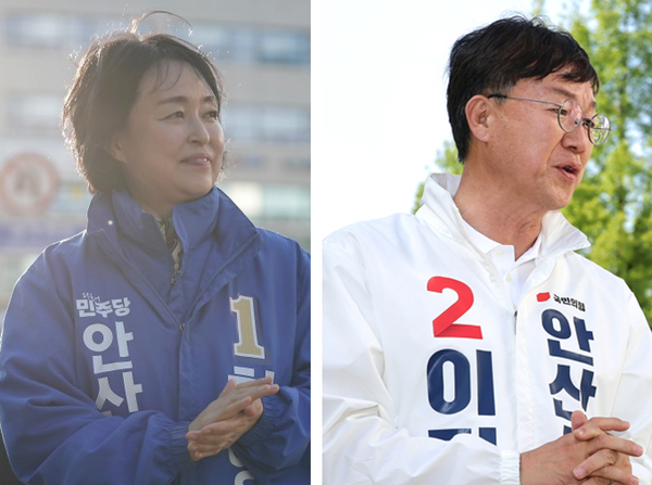 천영미(왼쪽), 이민근 안산시장 후보. /각 후보 캠프 제공