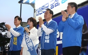추미애, 이광재·강병덕과 하남서 총력 유세 “도지사 돼서 하남 발전 뒷받침”