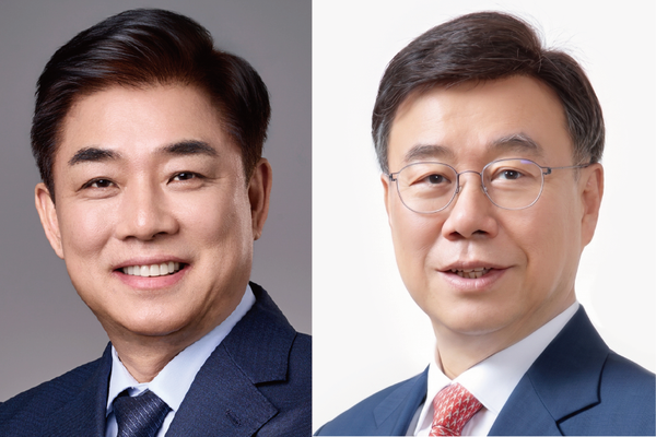 분당재건축과 관련된 문제를 놓고 선거 막판 극한대립을 이어가고 있는 김병욱·신상진 성남시장 후보(기호순). /선거관리위원회 제공