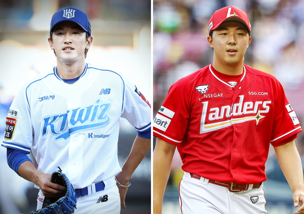 (왼쪽부터) 16일 선발로 예고된 kt 고영표와 SSG 김민준.