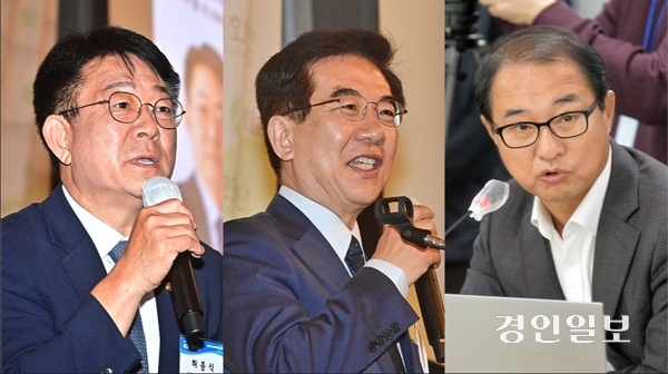 (왼쪽부터) 허종식 더불어민주당 국회의원, 정일영 더불어민주당 국회의원, 이성만 전 더불어민주당 국회의원. /경인일보DB