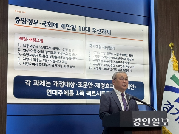 경기도 재정혁신 TF는 12일 오전 10시30분께 경기도청 브리핑룸에서 기자회견을 열고 40여 일간의 활동 결과를 공유하고, 이를 바탕으로 한 10개 정책 제안을 발표했다. 2026.8.12/ 마주영기자 mango@kyeongin.com