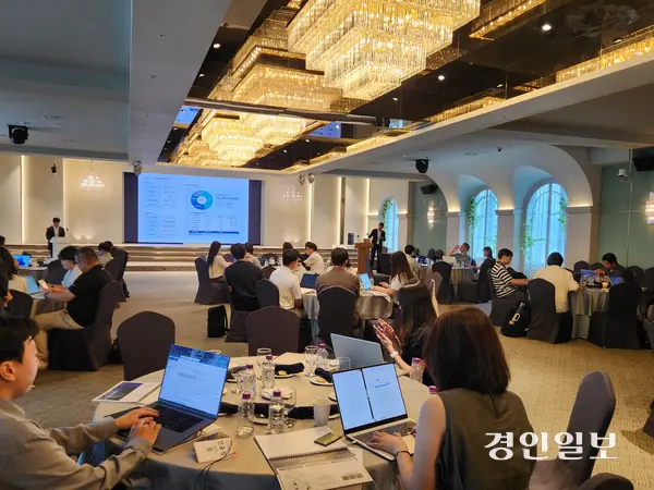 전진 브릴스 대표가 13일 오전 서울 여의도에서 열린 IPO(기업공개) 기자간담회에서 발표를 하고 있다. 2026.8.31 /유진주 기자 yoopearl@kyeongin.com