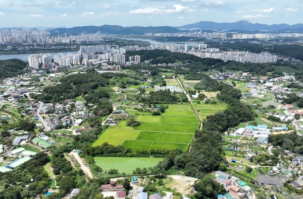 정부가 개발제한구역(그린벨트)을 포함한 신규 택지 10만가구 등 수도권에 23만가구 이상의 추가 공급을 발표한 13일 그린벨트 중 신규 택지지구로 선정된 남양주시 와부읍 고려대학교 덕소농장 일대 모습. 2026.8.13 /연합뉴스