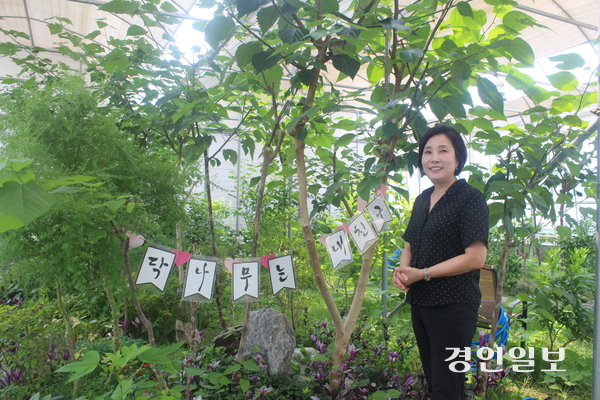 반평생 한지 외길을 걸어온 김지수 농업회사법인 멀버리그린(주) 대표는 “한지와 닥나무를 통해 김포에도 제주 오설록처럼 전국 관광객이 몰려드는 명소를 만들고 싶다”고 말했다. 2026.8.18 김포/김연태기자 kyt@kyeongin.com