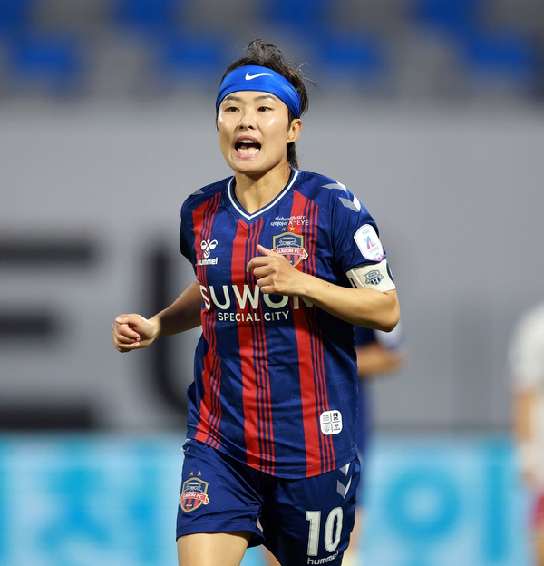 WK리그 수원FC 위민 지소연이 지난 28일 수원종합운동장에서 열린 수원FC 위민과 서울시청의 2026 WK리그 정규리그 경기를 뛰고 있다. 2026.8.28 /수원FC 위민 제공