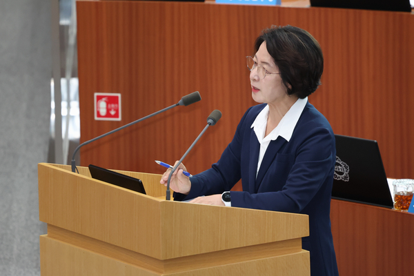 2일 오전 수원시 경기도의회 본회의장에서 열린 제393회 임시회 제2차 본회의에서 추미애 경기도지사가 일문일답을 하고 있다. 2026.9.2 /경기도 제공
