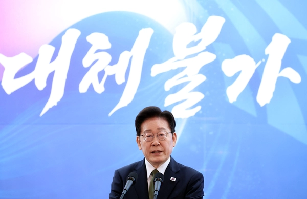 이재명 대통령이 1일 충남 계룡대에서 열린 제78주년 국군의 날 기념 오찬에서 축사하고 있다. 2026.10.1 /연합뉴스