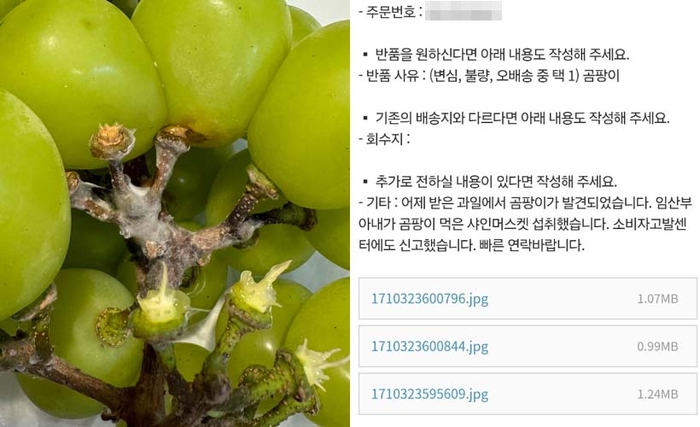 카카오톡 선물하기 기능으로 받은 과일에 품질이 크게 떨어져 이용자들이 불편을 겪고 있다. /사이트 캡처