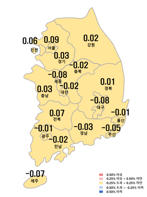 시도별 아파트 매매가격지수 변동률./한국부동산원 제공