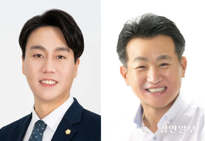 안양시의회 후반기 의장으로 선출된 박준모 의원(왼쪽), 부의장으로 선출된 김주석 의원. /안양시의회 제공