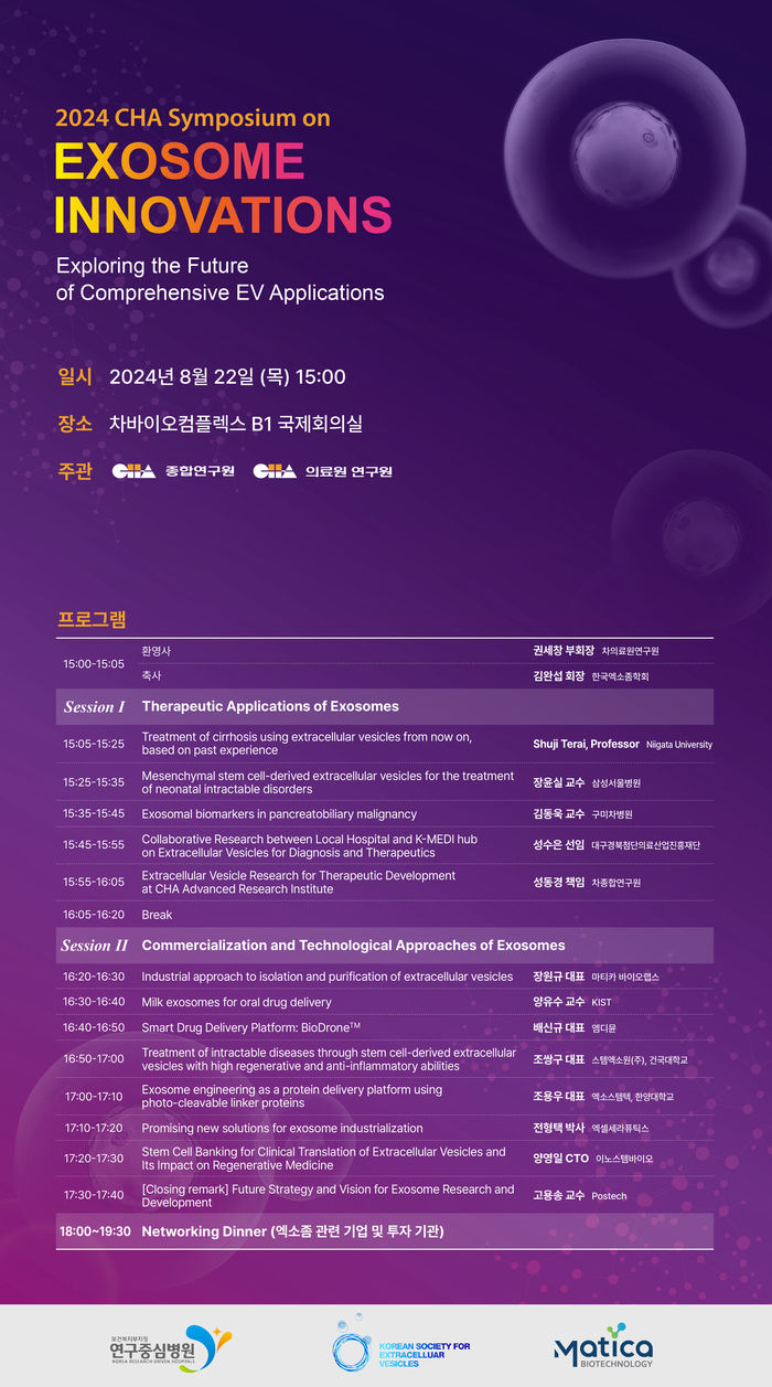 ‘2024 엑소좀 혁신 심포지엄’ 포스터. /차병원 제공