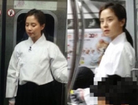 송지효 지하철 포착, 일제강점기 복장 '런닝맨 서울레이스' 기대만발