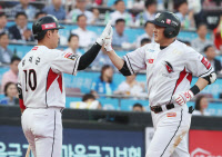 [프로야구]'유한준 역전 3루타' kt, 삼성 잡고 창단 후 최다 8연승 행진